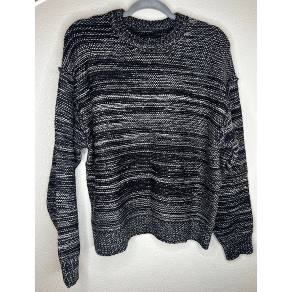 UGG Avianna Crewneck Sweater NWT Large Wool Blend Black Grey Knit Cozy Pullover